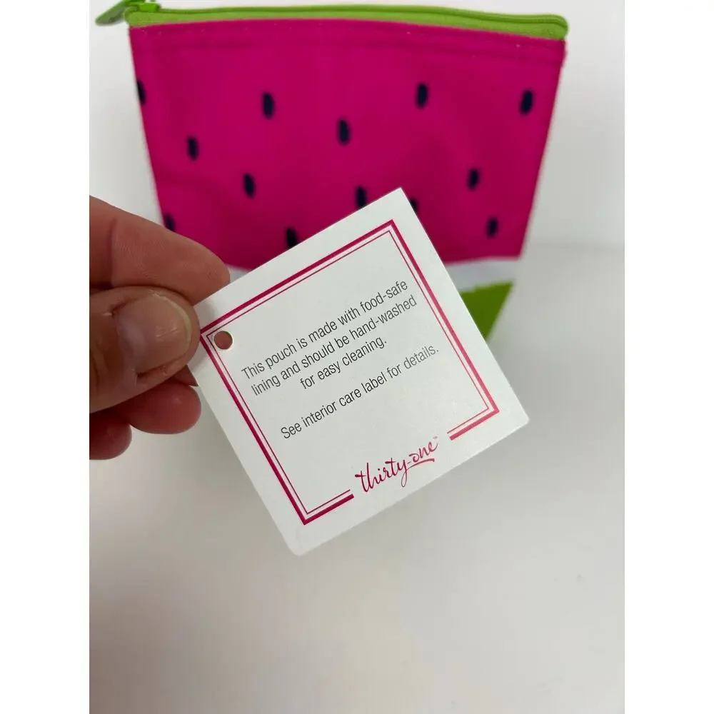 NWOT Thirty-One 31 Watermelon Cool Zip Snacker Insulated Food Safe Zipper Pouch
